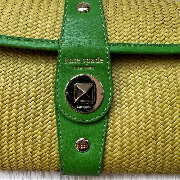 Kate Spade Wicker Clutch with Green Leather Accents - Picture 3 of 16